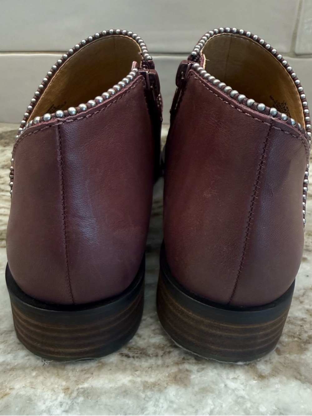 Lucky Brand Perrma Raisin Curved Topline Women’s Size 8 Studded Moto Edge Bootie - Picture 8 of 14